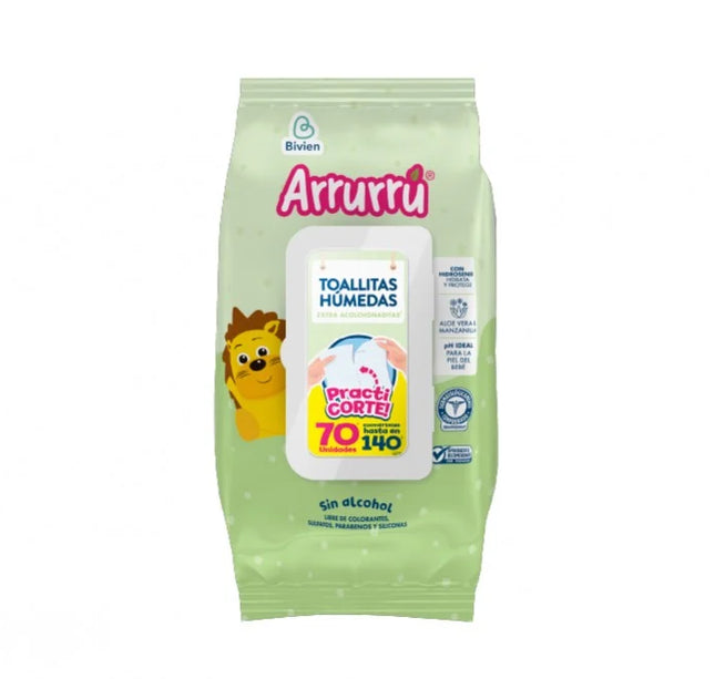 Toallitas Arrurru Aloe Practicorte 70 Und