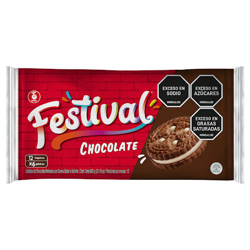 Galletas Festival Chocolate 12 Paquetes 6 Und