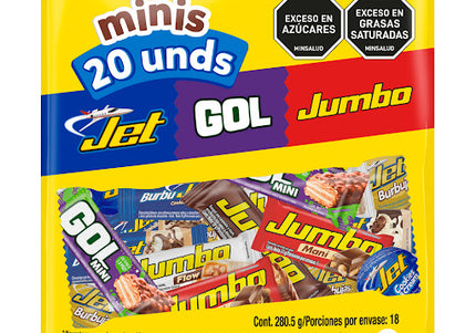 Chocolatina Jet Jumbo Gol Surtido  20Und