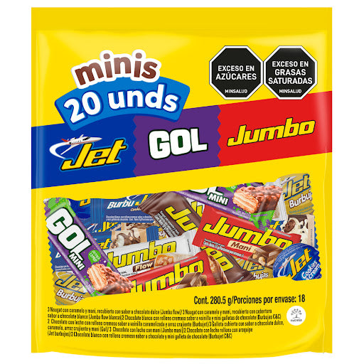 Chocolatina Jet Jumbo Gol Surtido  20Und