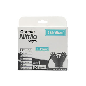 Guantes Nitrilo Alfasafe Negro Talla L 24