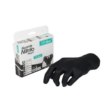 Guantes Nitrilo Alfasafe Negro Talla M 24