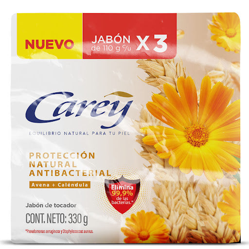 3 Jabón Carey Protección Antibacterial 110 Gr