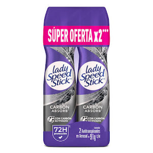2 Desodorante Lady Speed Carbon Spray Absorb 91G