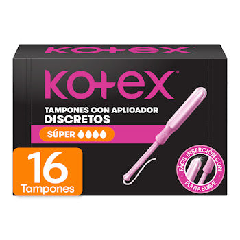 Tampones Kotex Super Con Aplicador 16 Unds