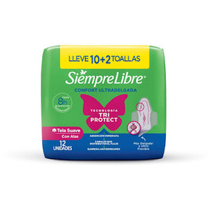 Toalla Stayfree Ultradelgada Verde Lleve 10+2