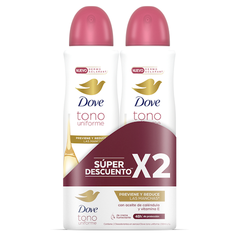 2 Desodorante Dove Clincal Spray Tono Uniforme 150Ml