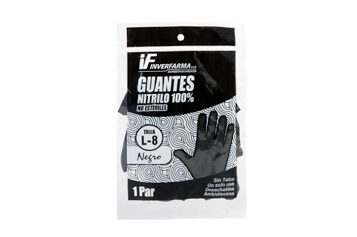 Guante Nitrilo Negro Talla L 2 Und Inverfarma
